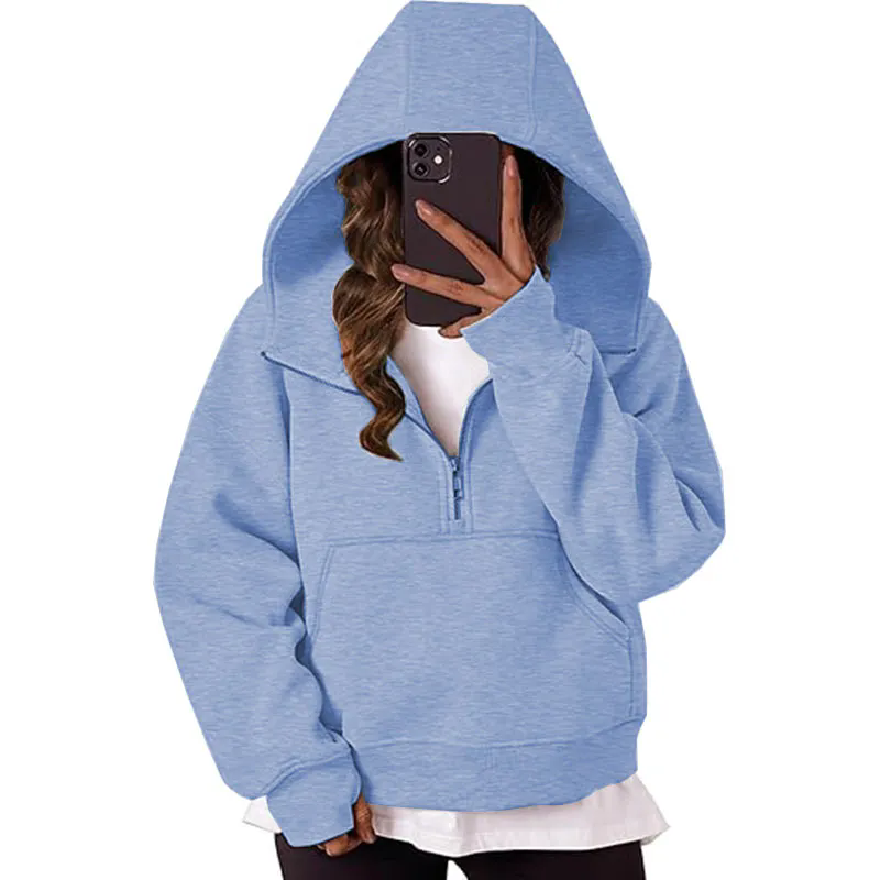 Womens Hoodies Quarter Half Zip Pullover Oversized Sweatshirts