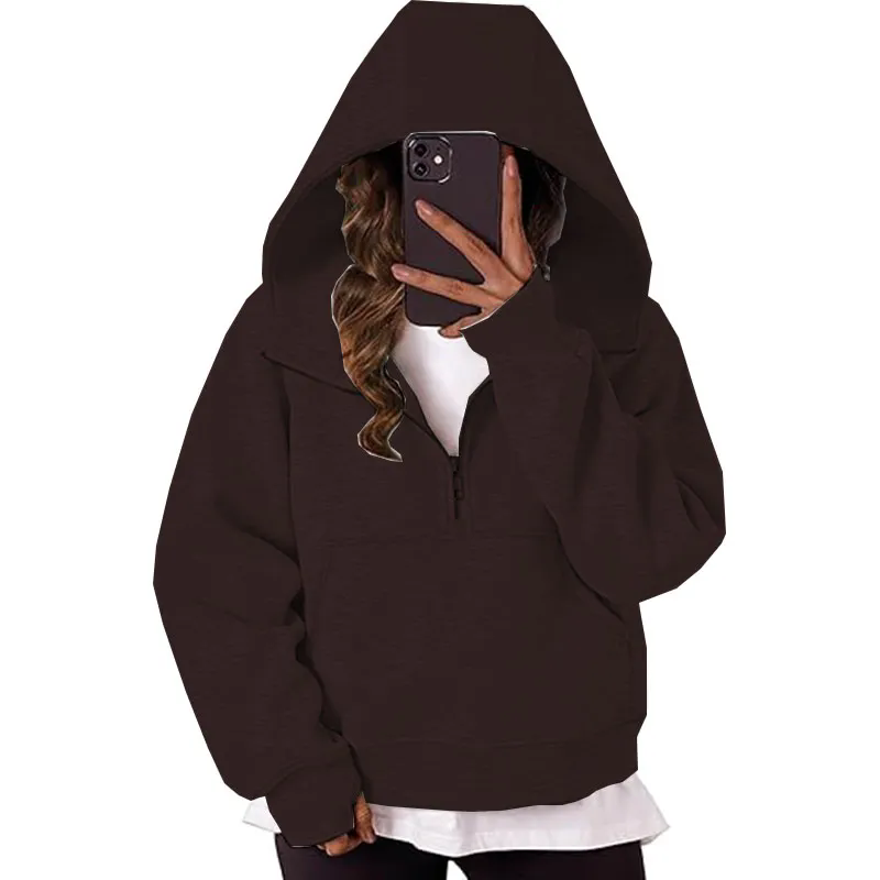 Womens Hoodies Quarter Half Zip Pullover Oversized Sweatshirts