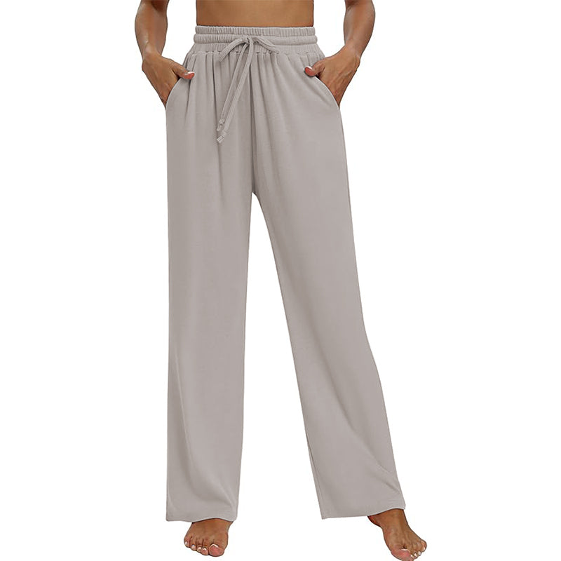 Women Wide Leg Yoga Pants Elastic Waist Lounge Pants with Pockets