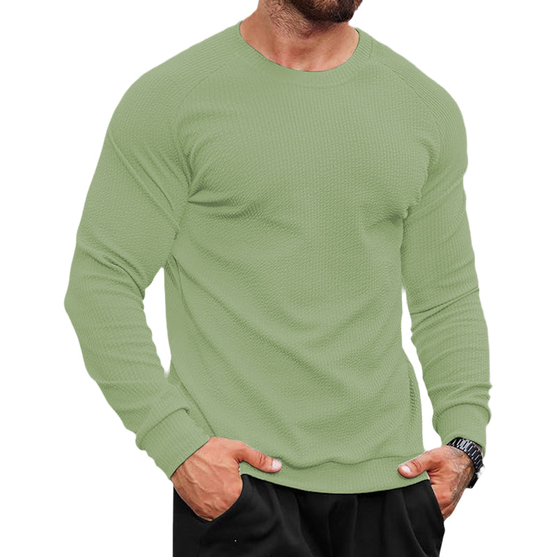 Men Sweatshirts Geometric Texture Long Sleeve Casual Pullover Shirt