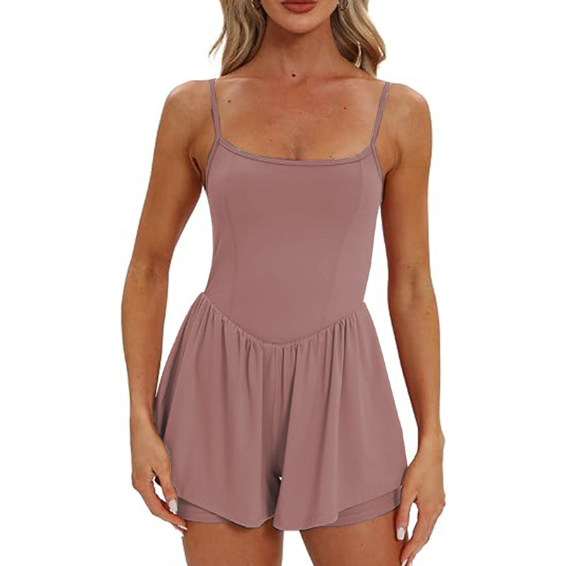 Womens Spaghetti Strap Tennis with Shorts Dress