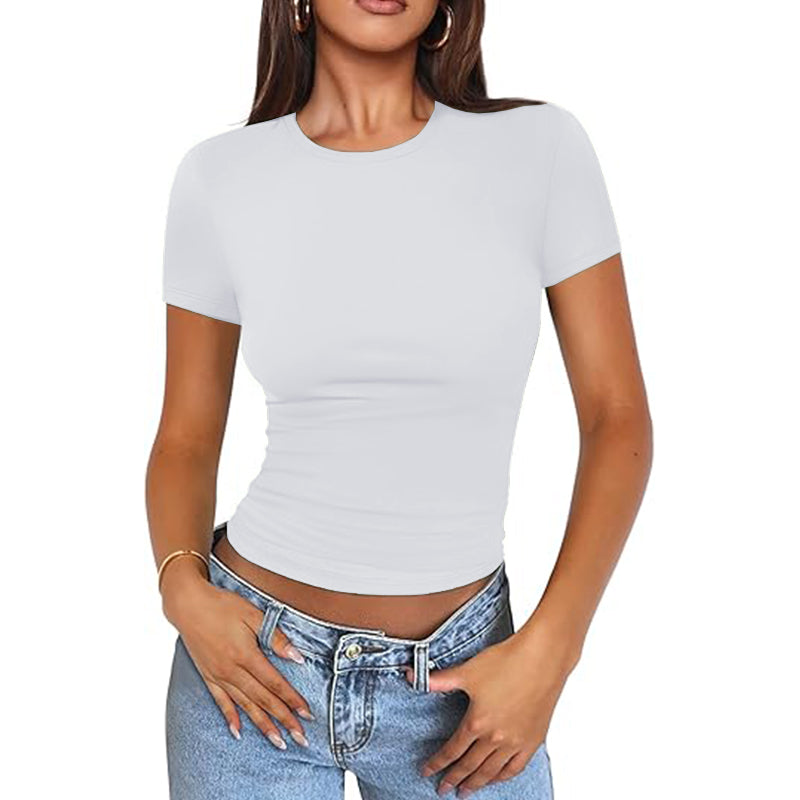 Women Summer Scoop Neck Short Sleeve T-Shirt