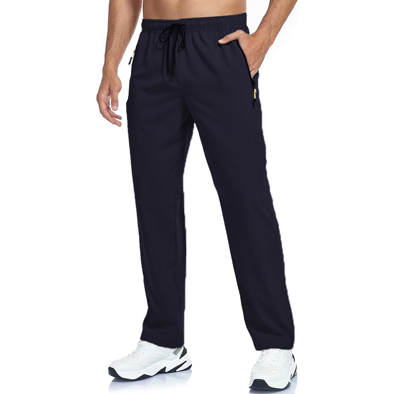 Men's Open Bottom Sweatpants with Pockets Relaxed Fit Moisture Wicking