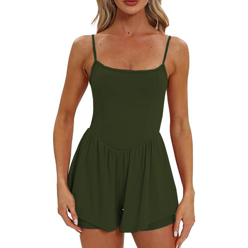 Womens Spaghetti Strap Tennis with Shorts Dress