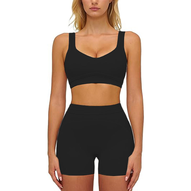 Women's sports bra and yoga shorts set Pilates 2-piece set