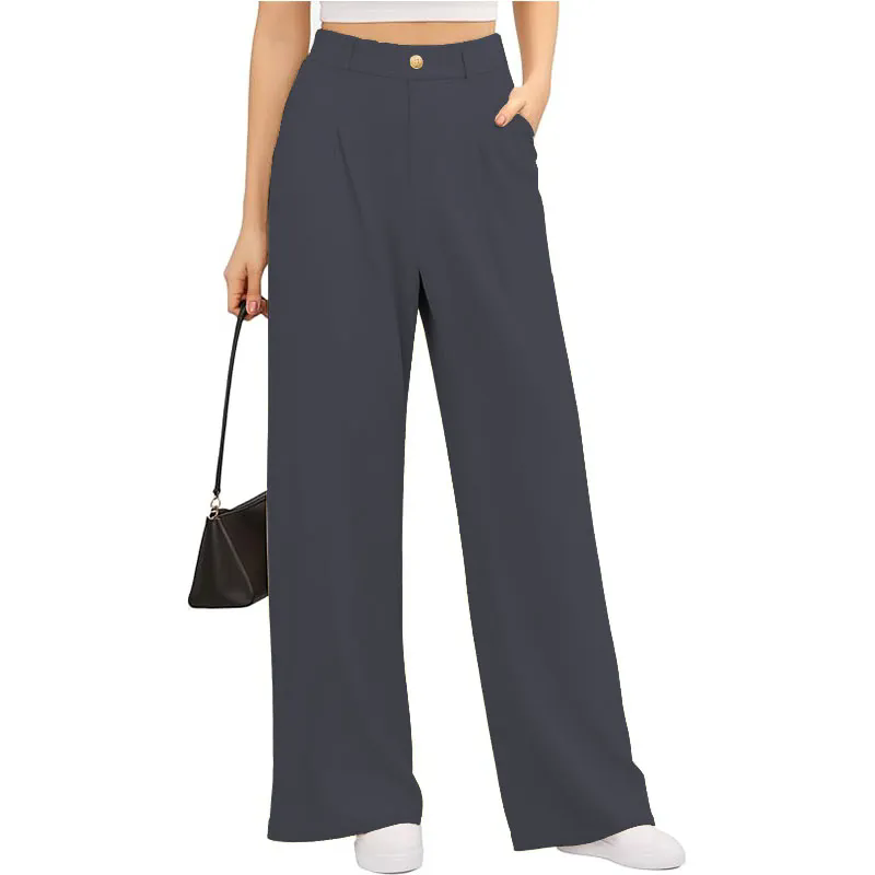 Womens Baggy Wide Leg Waisted Lounge Trousers with Pockets