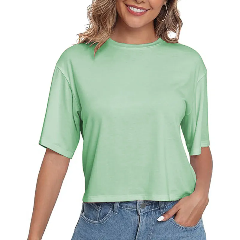 Basic for Women Short Sleeve Casual Tops Trendy Solid Loose Fit Tshirt