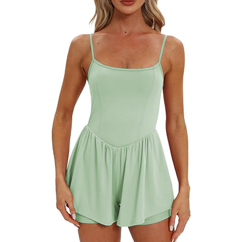 Womens Spaghetti Strap Tennis with Shorts Dress