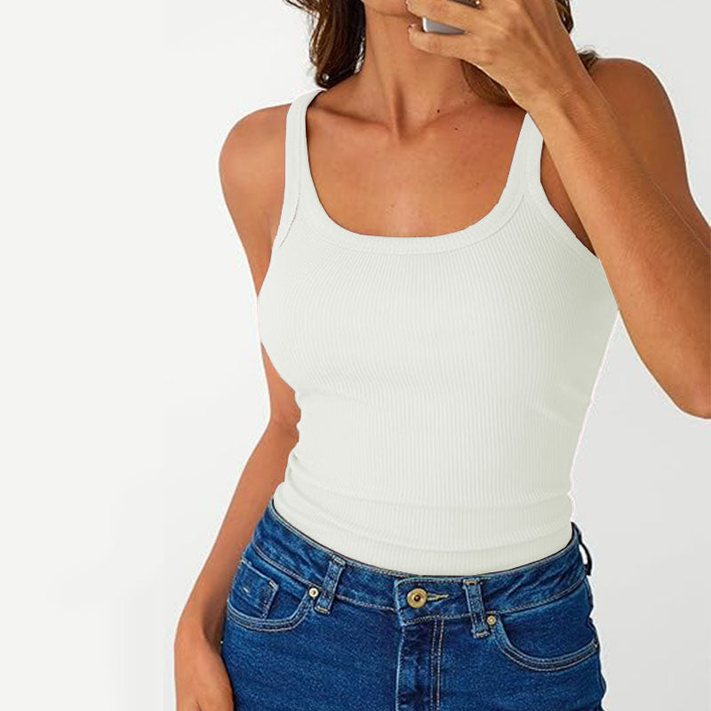 Womens Sleeveless Basic Ribbed Fitted Tank Top