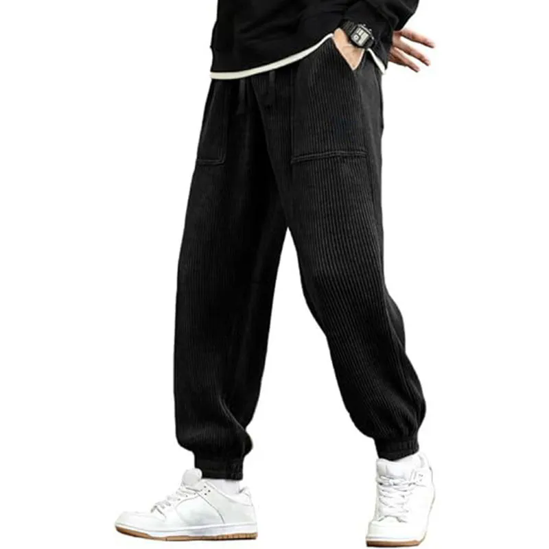2024 Mens Corduroy Joggers Pants Casual with Pockets