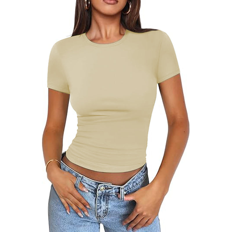 Women Summer Scoop Neck Short Sleeve T-Shirt