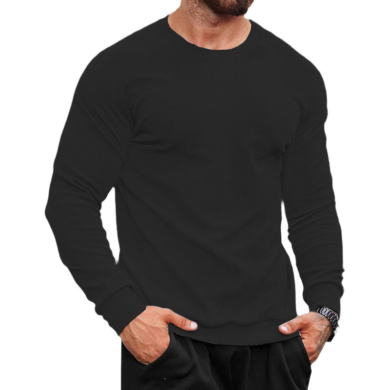 Men Sweatshirts Geometric Texture Long Sleeve Casual Pullover Shirt