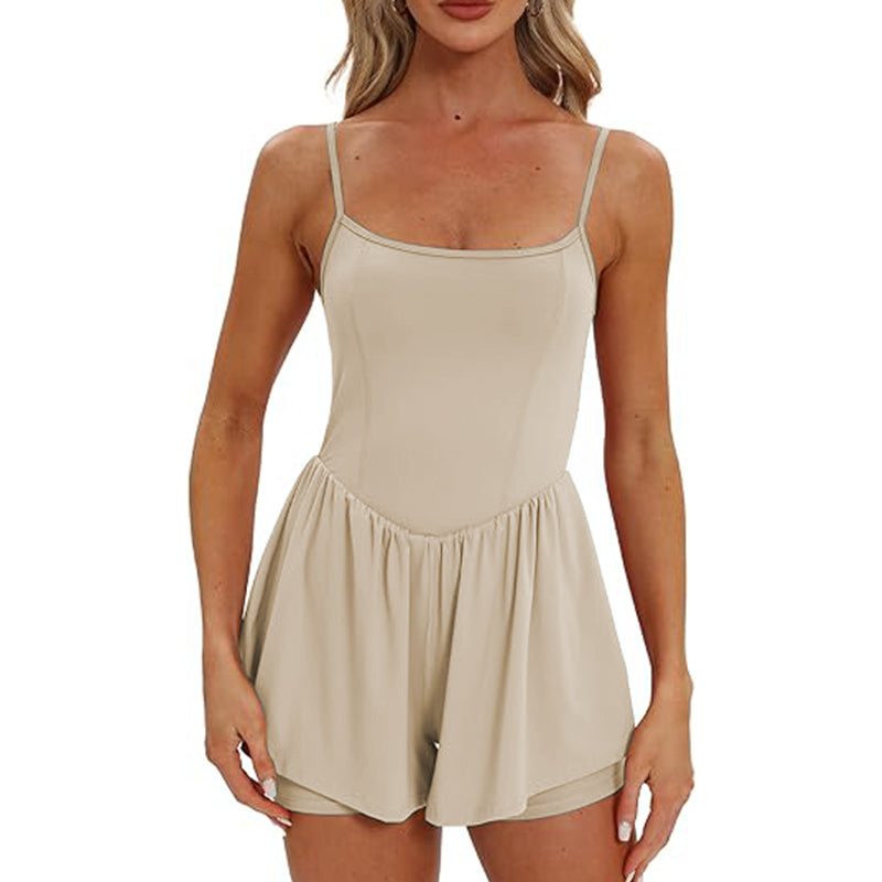 Womens Spaghetti Strap Tennis with Shorts Dress