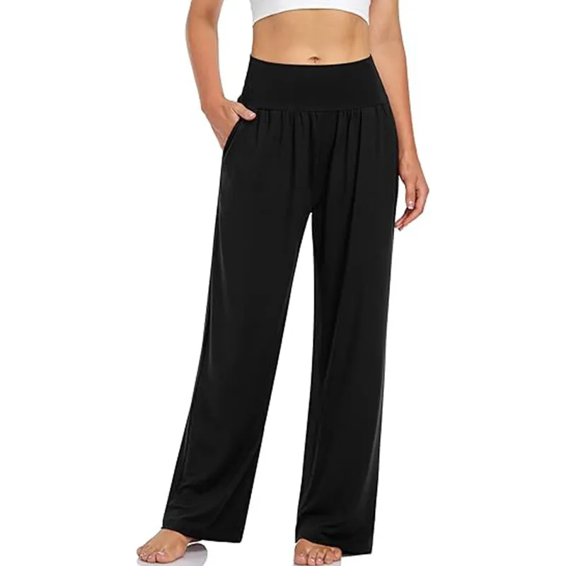 Women Wide Leg Pants with Pockets Stretch Casual Sweatpants