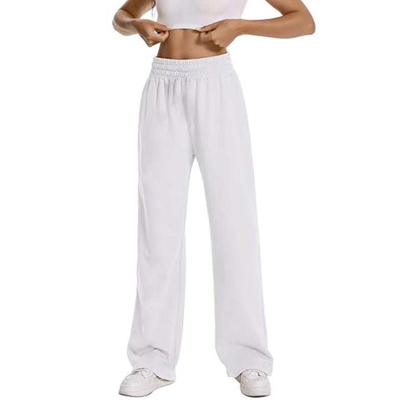 New Women Wide Leg Pants Elastic Waist Lounge Pants with Pockets