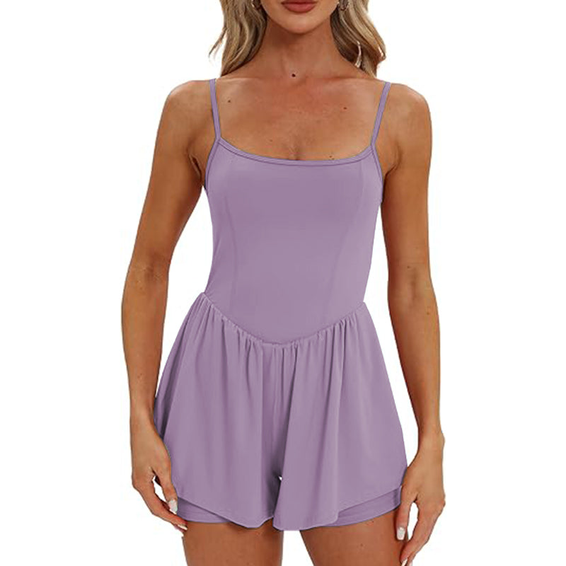 Womens Spaghetti Strap Tennis with Shorts Dress