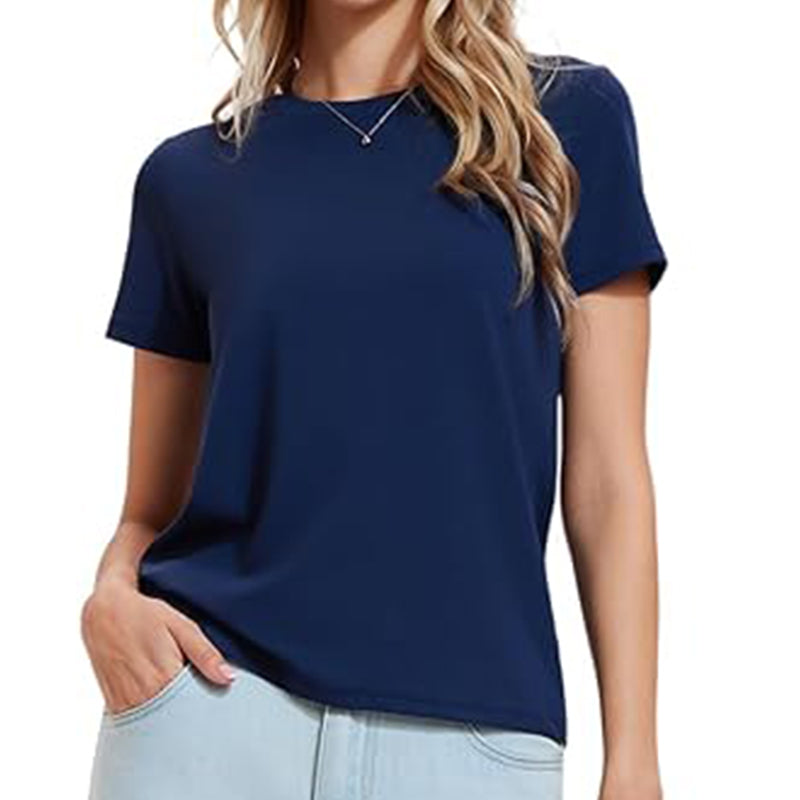 Women's slim fit short sleeved elastic casual basic T-shirt