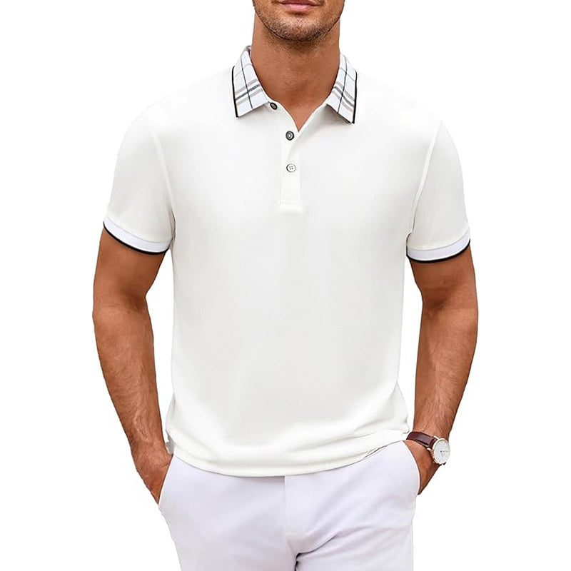 Men's golf short sleeves are moisture wicking, stretchy, and casual