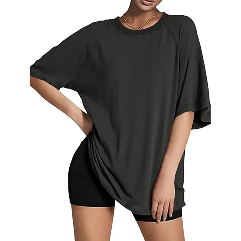 3 Colors Women's Pima Cotton Short Sleeve Shirts Casual Crew Neck