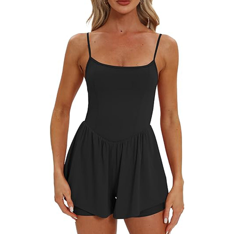 Womens Spaghetti Strap Tennis with Shorts Dress