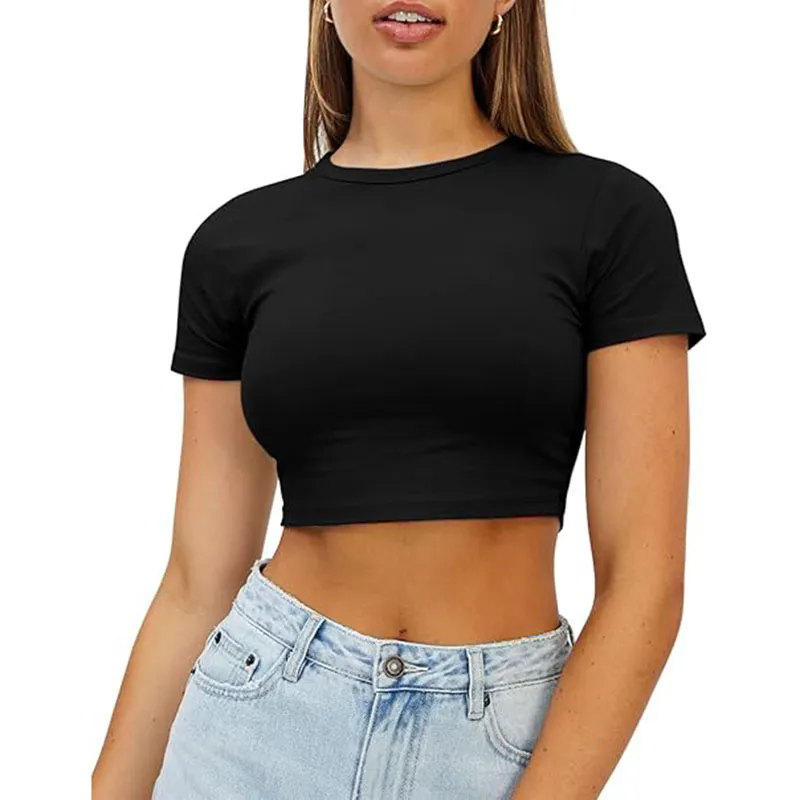 Womens Crop Tops Short Sleeve T Shirts