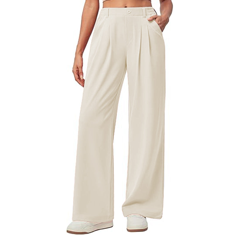 Women Casual Pant Straight Leg Waisted Stretch Pant