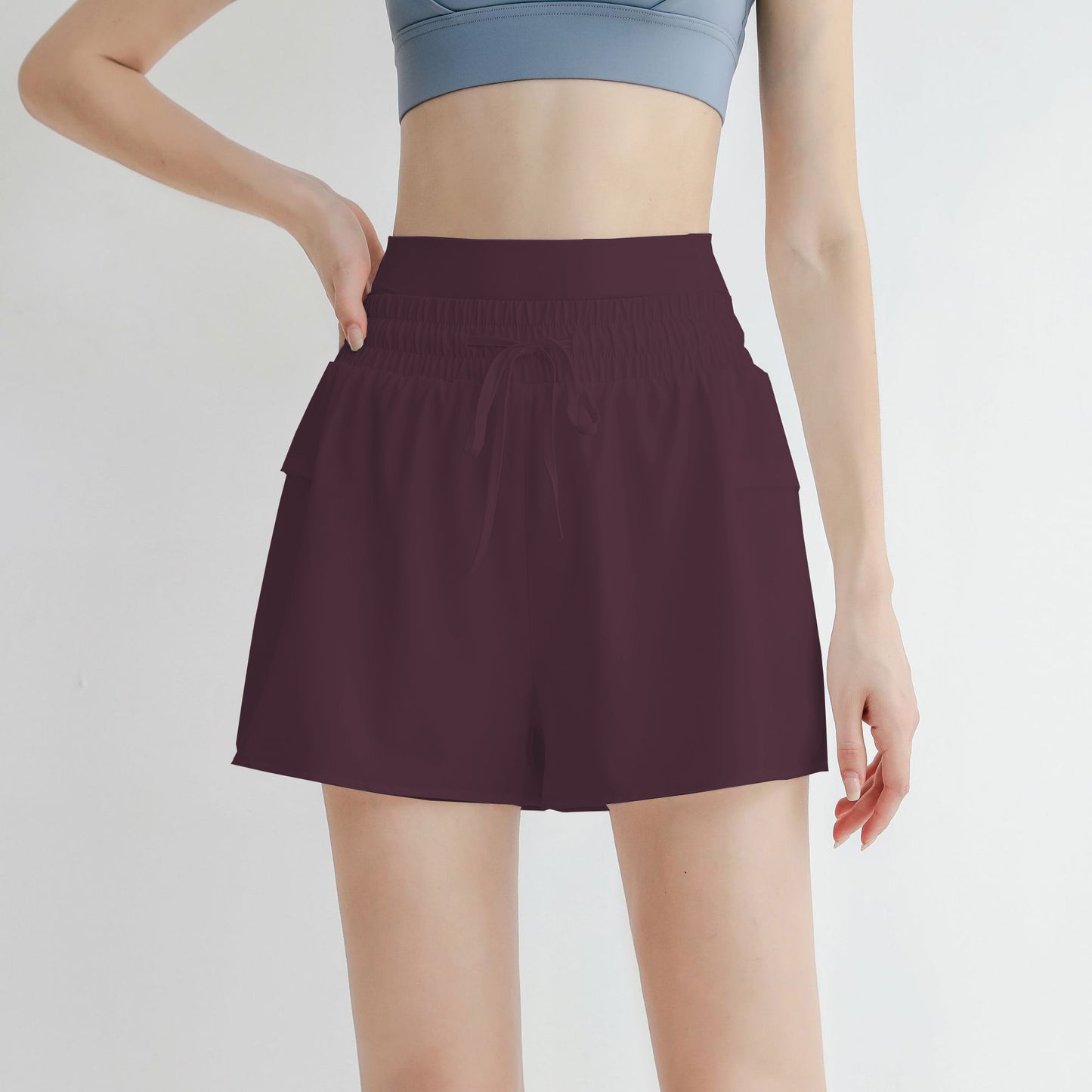Women's High Waisted Running Sporty Gym Elastic Workout Shorts