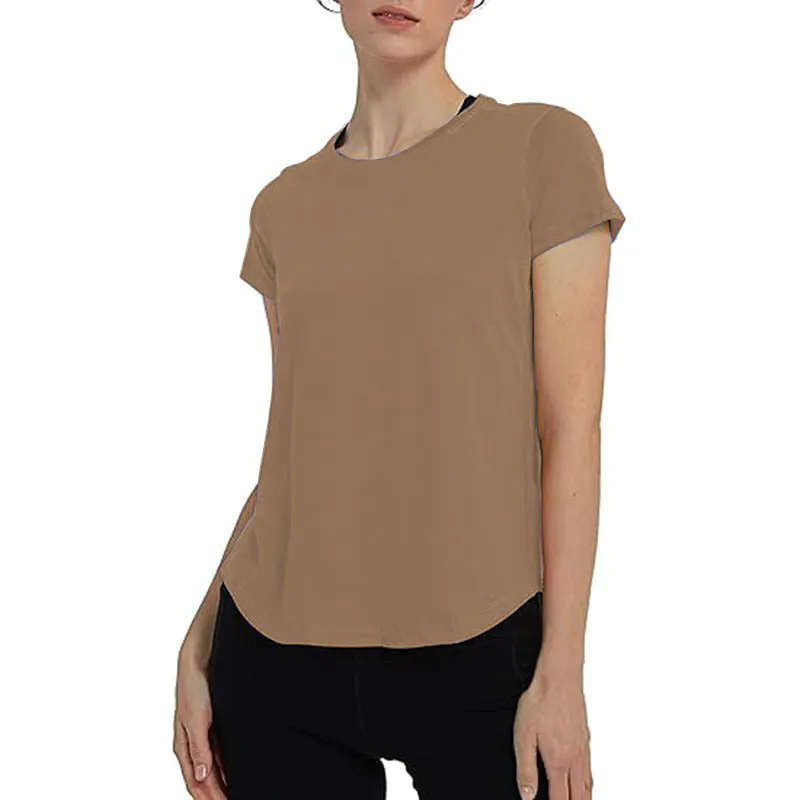 Short Sleeve Crew Sport Shirt Women Loose Plain O-neck Tank Top