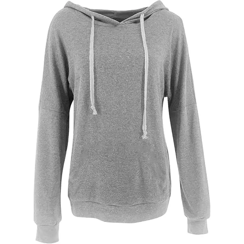 Women Casual Lightweight Hoodies Long Sleeve White Drawstring Sweatshirts