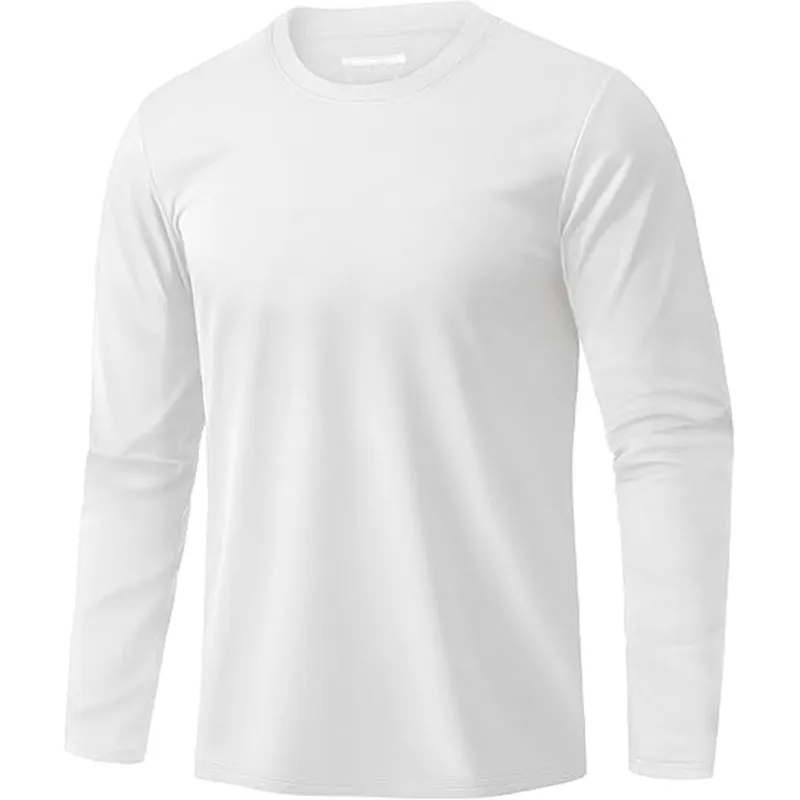 Men Cotton Crewneck T-Shirts Long Sleeve Plain Tee