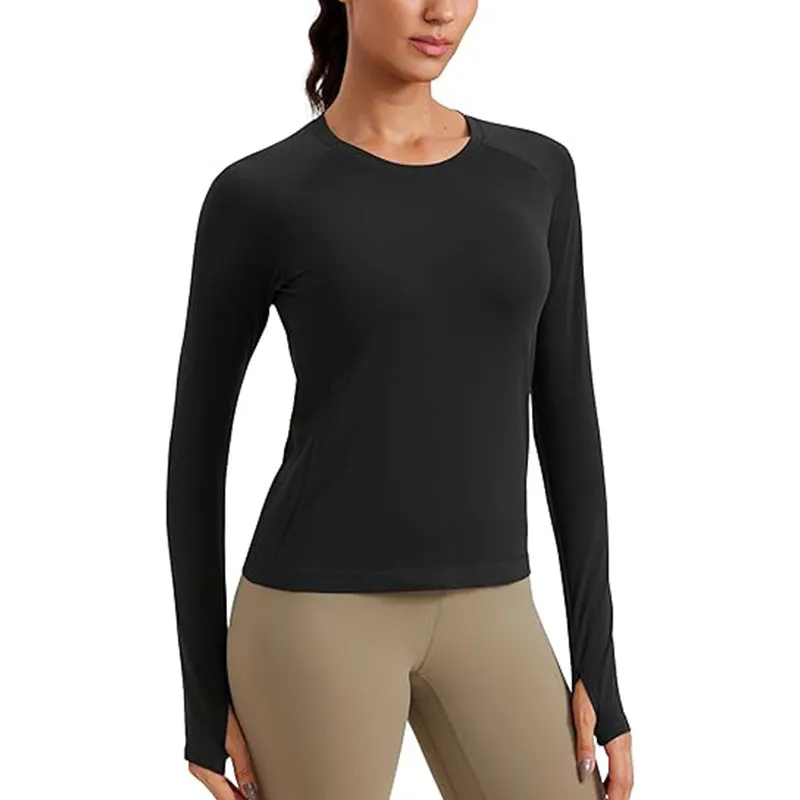 2025 Women Crewneck Cropped Sweatshirt Pullover Long Sleeve Shirts