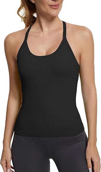 Workout Tank Tops with Built in Bra Racerback Athletic Tank Tops