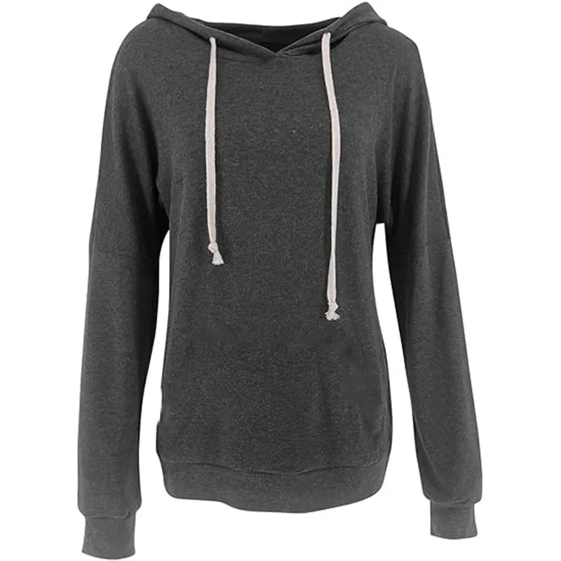 Women Casual Lightweight Hoodies Long Sleeve White Drawstring Sweatshirts