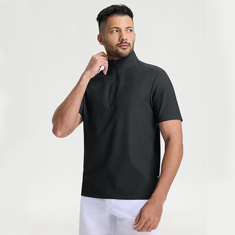 Men Zipper Collard Polo Quick Dry Golf Shirt for Tennis Casual
