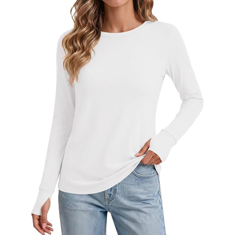 Women's long sleeved shirt with thumb hole top for exercise and yoga T-shirt