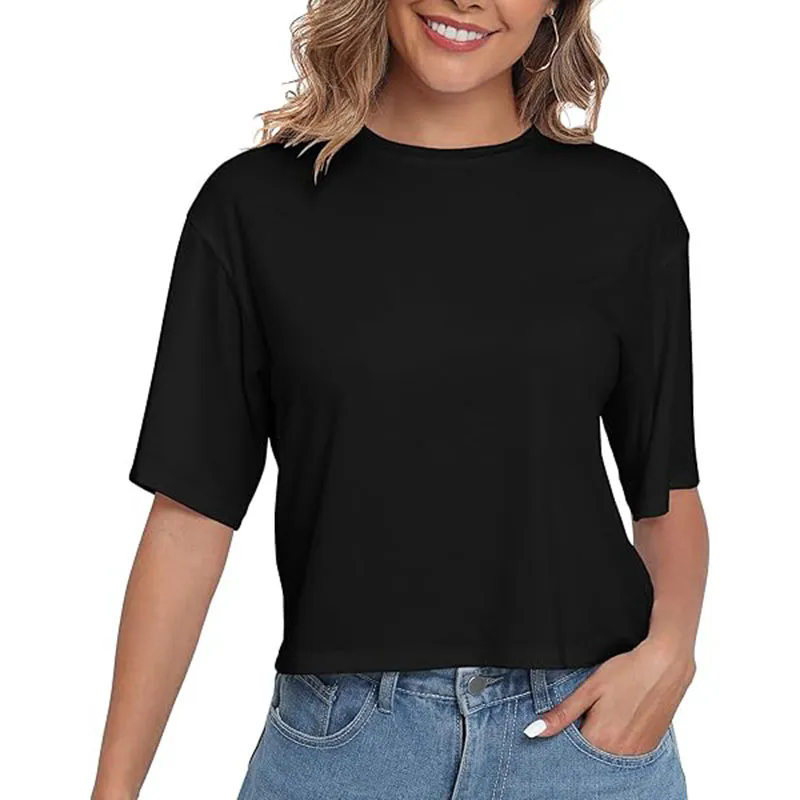 Basic for Women Short Sleeve Casual Tops Trendy Solid Loose Fit Tshirt