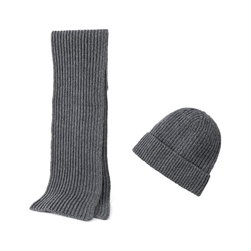 2PCS Winter Soft Warm Long Scarves with Wool Beanie Hat
