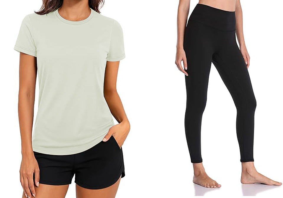 New Yoga Pants with Pocket for Women Wide Leg Pants and Short sleeve