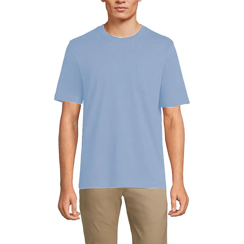 Men Pocket T-Shirt Pocket Tee Crewneck T-Shirt