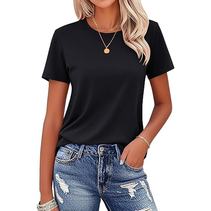 Womens Short Sleeve Shirts Basic Trendy Casual Tops