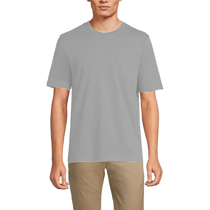 Men Pocket T-Shirt Pocket Tee Crewneck T-Shirt