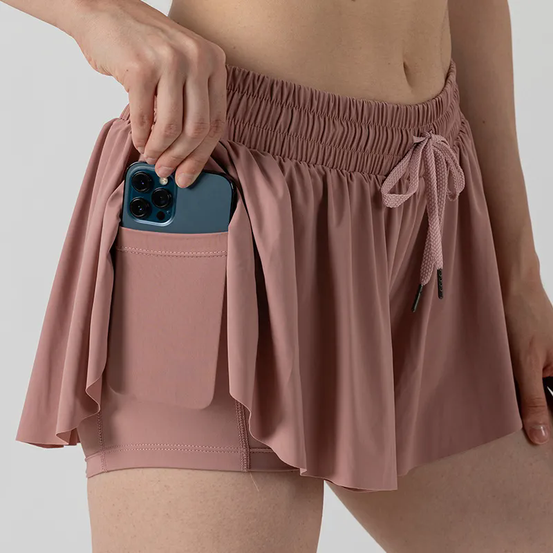 Women Tennis Skirted Leggings with Pockets Yoga shorts