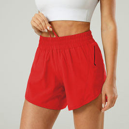 Womens Running Quick Dry Athletic Workout Shorts Zipper Pockets