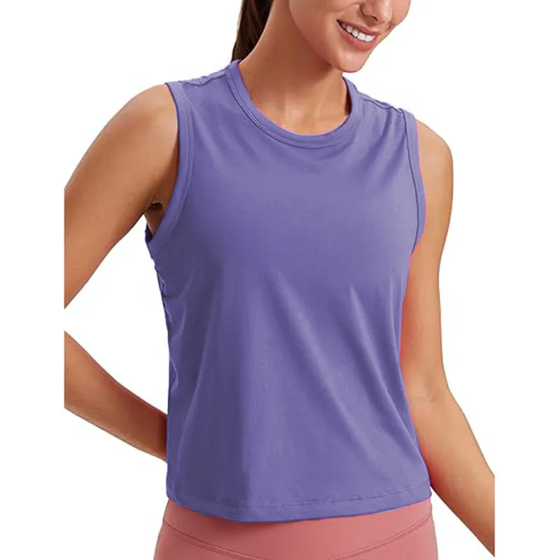 Women Yoga Crop Tanks Sports Sunscreen Clothing Fitness Top