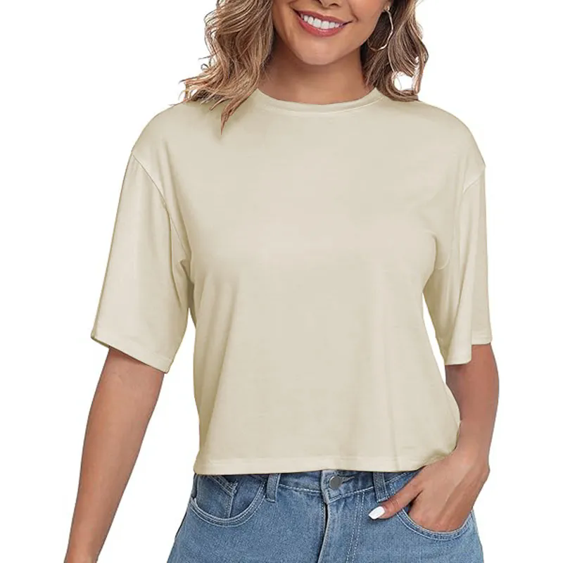 Basic for Women Short Sleeve Casual Tops Trendy Solid Loose Fit Tshirt
