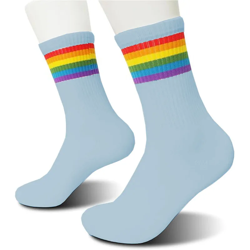 Rainbow Striped Crew Socks Novelty Rainbow Socks