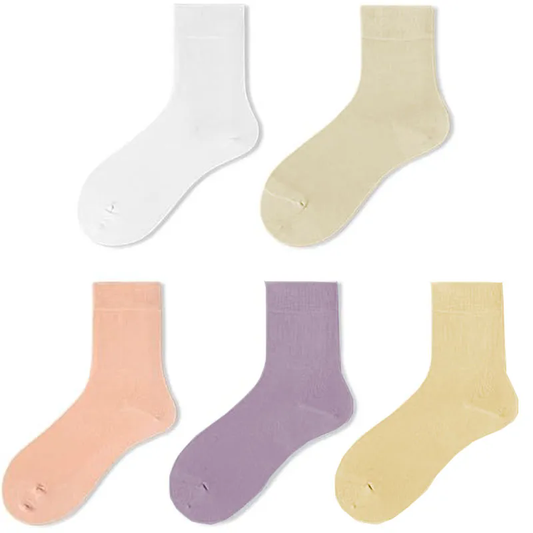 5 Pairs Women Thin Cotton Silk Socks