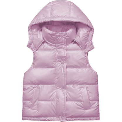 Sleeveless Vest Winter Warm Jacket with Detachable Hood