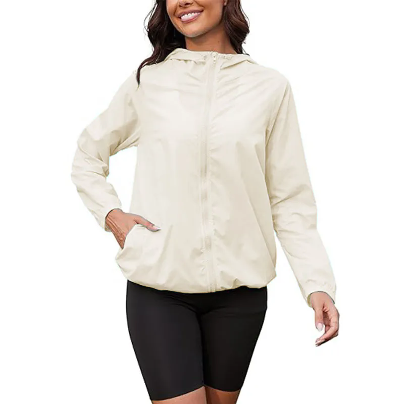 Women Full Zip Up Long Sleeve Sweatshirts Drawstring Jackets