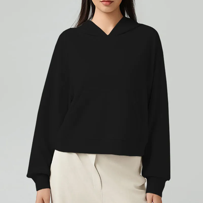 2025 Women Solid Basic Loose Hoodie Sweatshirt Long Sleeve